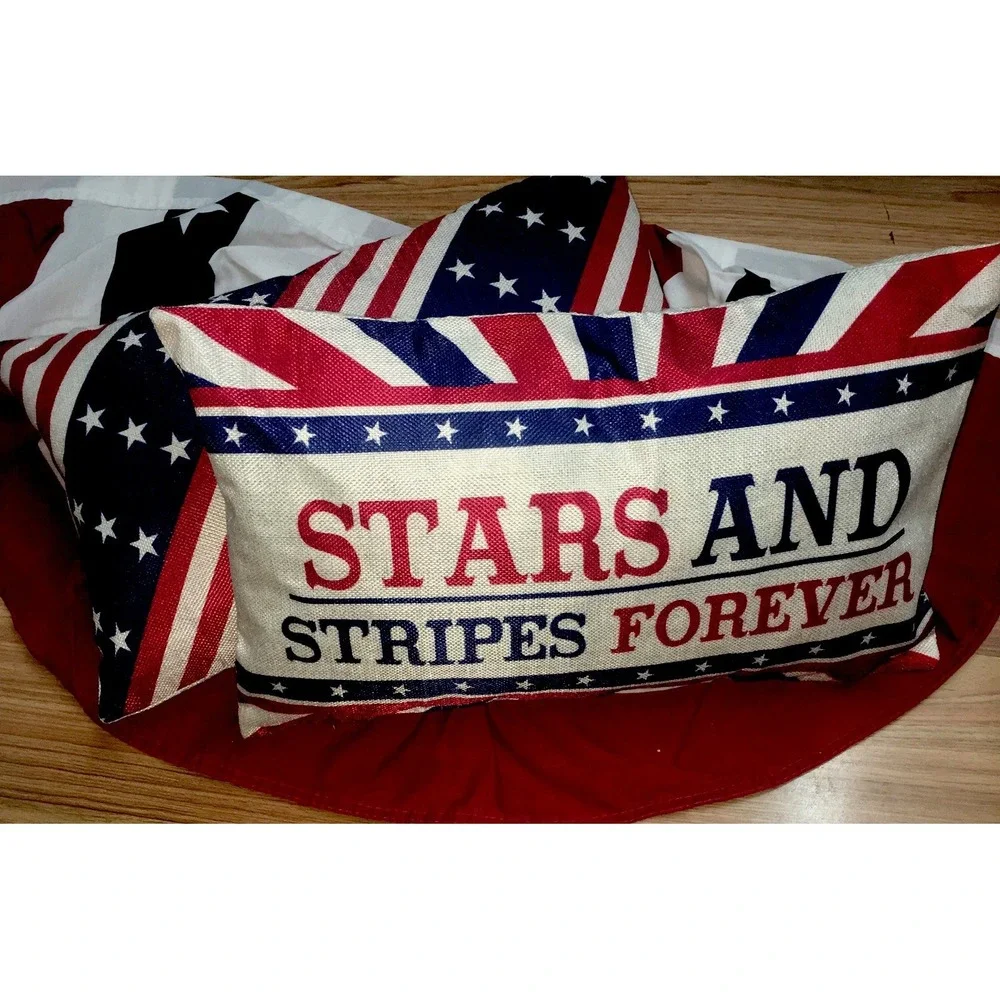 4th of July Patriotic Stars & Stripes America Throw Pillow Covers Only 12